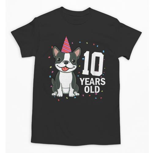 10 Years Old Birthday Boston Terrier Dog Lover 10th Party For Men Women Kids Unisex T-Shirt - Bostonterriersmerch.com