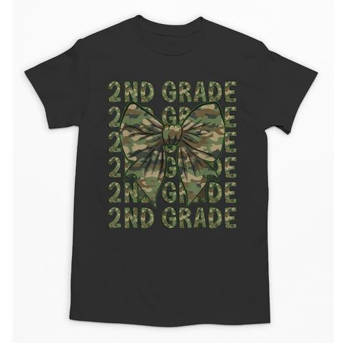 2nd Grade Teacher Student Camo Bow Back To School Unisex T-Shirt - teacherstshirts.com UK