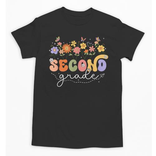 2nd Second Grade Teacher Wildflower Back To School Floral Unisex T-Shirt - teacherstshirts.com UK