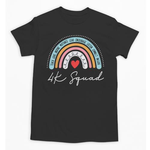 4K Squad Crew Team Teacher Kindergarten Kinder Elementary Unisex T-Shirt - teacherstshirts.com