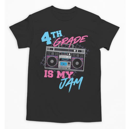 4th Grade Is My Jam Vintage 80s Boombox Teacher Student Unisex T-Shirt - teacherstshirts.com UK
