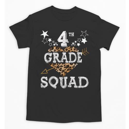 4th Grade Squad Star Team Leopard Teacher Crew Student Men Women Girls Kids Unisex T-Shirt - teacherstshirts.com UK
