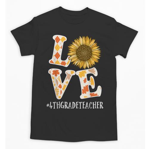 4th Grade Teacher Love Autumn Fall Sunflower Appreciation Unisex T-Shirt - teacherstshirts.com