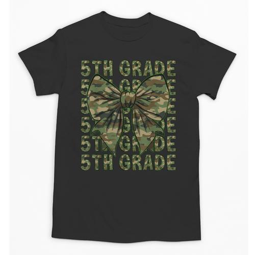 5th Grade Teacher Student Camo Bow Back To School Unisex T-Shirt - teacherstshirts.com UK