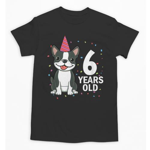 6 Years Old Birthday Boston Terrier Dog Lover 6th Party Kid Unisex T-Shirt - Bostonterriersmerch.com
