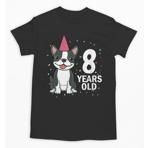 8 Years Old Birthday Boston Terrier Dog Lover 8th Party Kid Unisex T-Shirt - Bostonterriersmerch.com