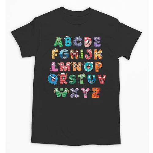 ABC Cute Monster Alphabet Halloween Teacher Costume Kids Unisex T-Shirt - teacherstshirts.com DE