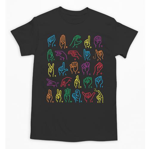 ABC Sign Language Chart Teacher Hand Letter Alphabet ASL Unisex T-Shirt - teacherstshirts.com UK