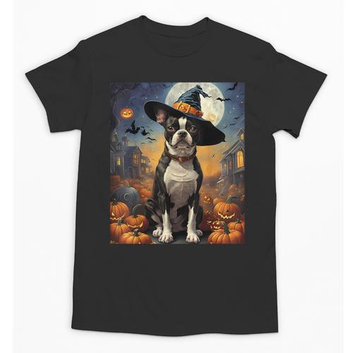 Aesthetic Halloween Boston Terrier Dog Witch Pumpkin For Men Women Kids Unisex T-Shirt - Bostonterriersmerch.com