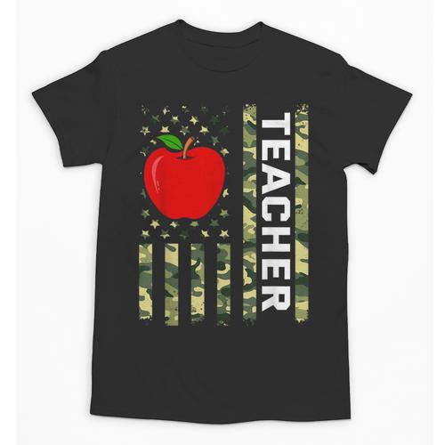 American Flag Camouflage Teacher Patriotic 4th Of July Unisex T-Shirt - teacherstshirts.com UK