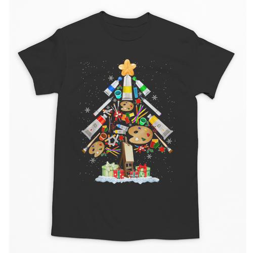 Art Christmas Tree Merry Christmas Artist Art Teacher Unisex T-Shirt - teacherstshirts.com DE