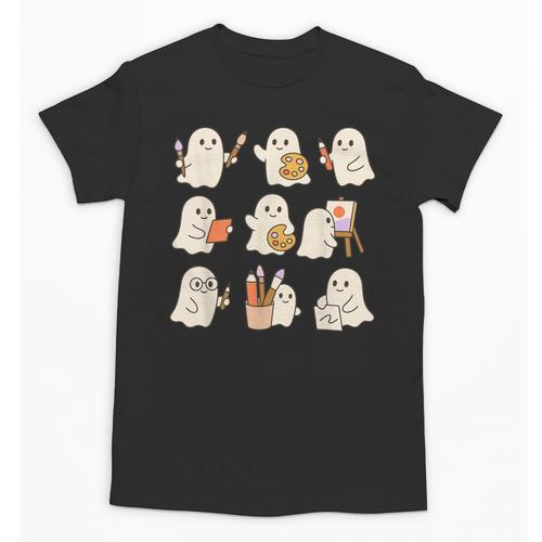 Art Teacher Ghost Halloween Artists Painter Teacher Spooky Unisex T-Shirt - teacherstshirts.com UK