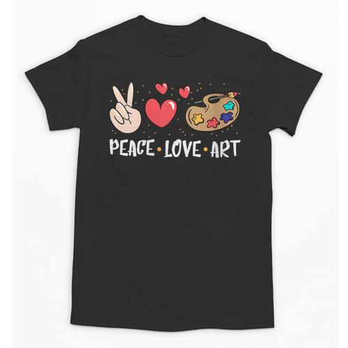 Art Teacher Peace Love Art For Artists And Painters Unisex T-Shirt - teacherstshirts.com UK