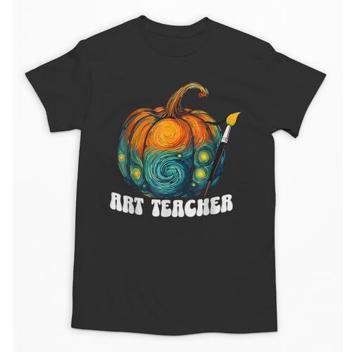 Art Teacher Pumpkin Halloween Night Men Women Unisex T-Shirt - teacherstshirts.com AU
