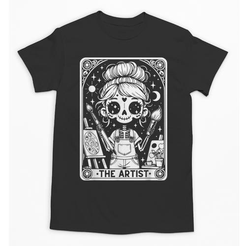 Artist Tarot Card Skeleton Painter Art Teacher Witchy Unisex T-Shirt - teacherstshirts.com DE