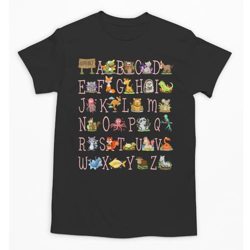 Back To School Kindergarten Teacher ABCs Animals Alphabet Unisex T-Shirt - teacherstshirts.com CA
