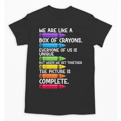 Back To School Teacher We Are Like A Box Of Crayons Unisex T-Shirt - teacherstshirts.com CA