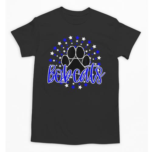 Blue Bobcats School Spirit Coquette Bow Mascot Teacher Unisex T-Shirt - teacherstshirts.com UK
