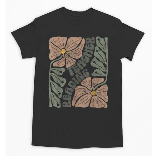 Boho Floral Reading Teacher Retro Reading Specialist Wildfl Unisex T-Shirt - teacherstshirts.com