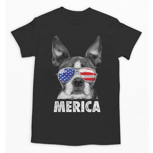Boston Terrier 4th Of July Merica Men Women USA Flag Vintage Unisex T-Shirt - Bostonterriersmerch.com