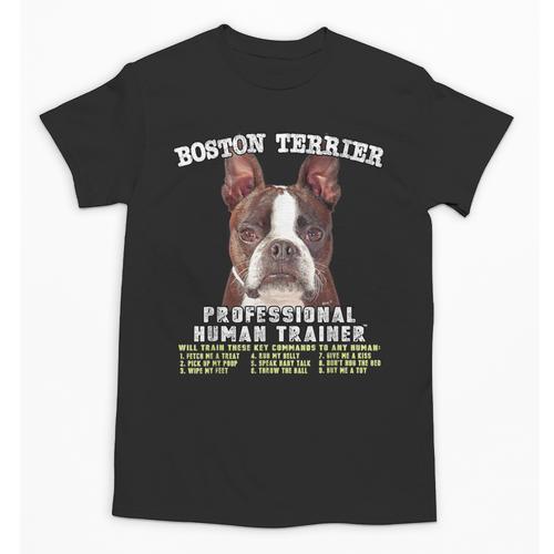 Boston Terrier Brindle Dog Professional Human Trainer Unisex T-Shirt - Bostonterriersmerch.com UK