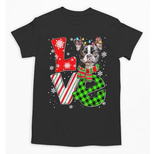 Boston Terrier Christmas Tree Lights Santa Dog Xmas For Men Women Kids Unisex T-Shirt - Bostonterriersmerch.com