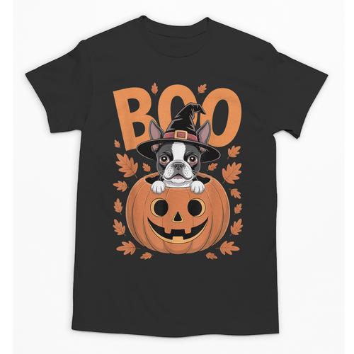 Boston Terrier Costume On Pumpkin Halloween Boston Terrier Unisex T-Shirt - Bostonterriersmerch.com