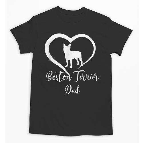 Boston Terrier Dad Cute Boston Terrier Silhouette Heart Unisex T-Shirt - Bostonterriersmerch.com