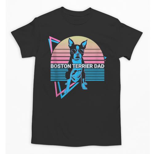 Boston Terrier Dad Retro Unisex T-Shirt - Bostonterriersmerch.com
