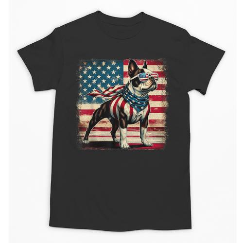 Boston Terrier Dog 4th Of July USA American Flag Patriotic Unisex T-Shirt - Bostonterriersmerch.com