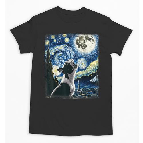 Boston Terrier Dog Art Van Gogh Starry Night Boston Terrier Unisex T-Shirt - Bostonterriersmerch.com