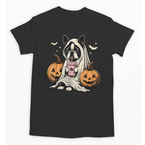 Boston Terrier Ghost Boo Halloween Costume Spooky Season Unisex T-Shirt - Bostonterriersmerch.com