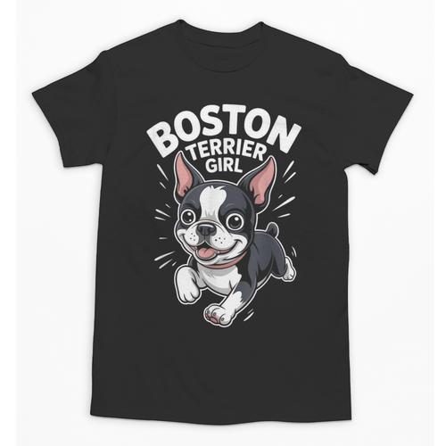 Boston Terrier Girl Cute Cartoon For Dog Owners Pet Terrier Unisex T-Shirt - Bostonterriersmerch.com