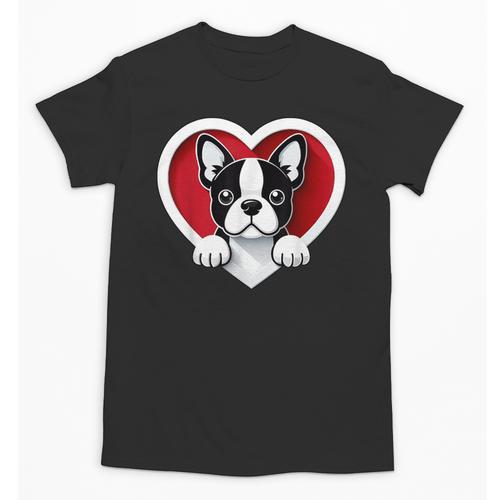 Boston Terrier Heart Cute Puppy Lover Or Dog Owner Unisex T-Shirt - Bostonterriersmerch.com