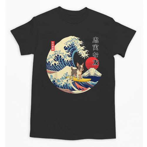 Boston Terrier Japanese Kanagawa Wave Surf Loyal Dog Men Women Kids Unisex T-Shirt - Bostonterriersmerch.com
