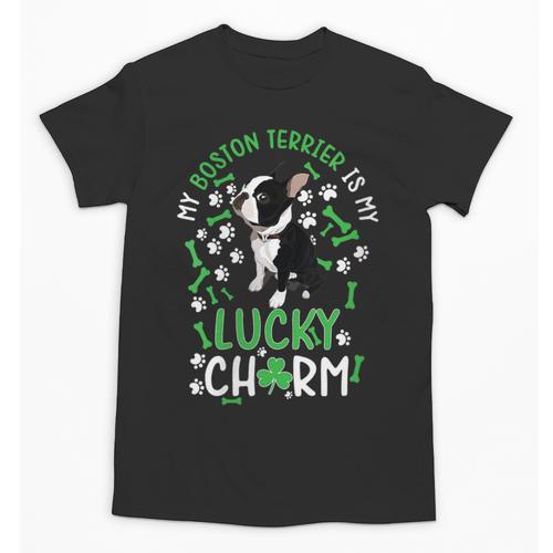 My Boston Terrier Is My Lucky Charm Paw Dog St Patrick's Day Unisex T-Shirt - Bostonterriersmerch.com
