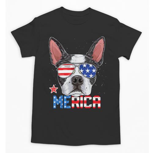 Boston Terrier Merica 4th Of July T Shirt Men Boys Dog Puppy Unisex T-Shirt - Bostonterriersmerch.com