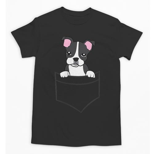 Boston Terrier In The Pocket Cute Pocket Boston Terrier Unisex T-Shirt - Bostonterriersmerch.com