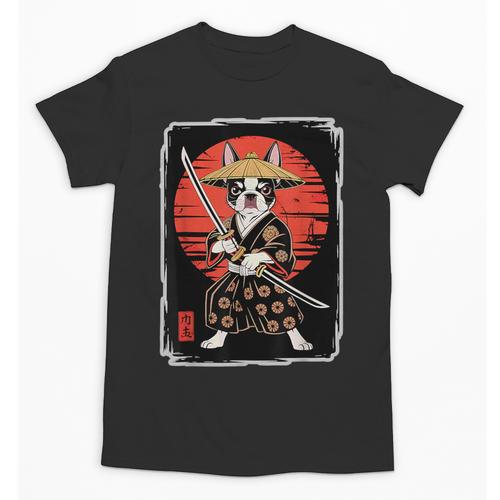 Boston Terrier Samurai Ninja Vintage Anime Japanese Ukiyo-e Unisex T-Shirt - Bostonterriersmerch.com