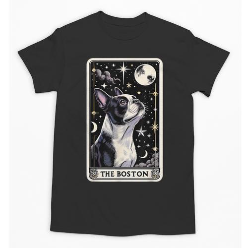 Boston Terrier Tarot Card Star With The Moon Men Women Kids Unisex T-Shirt - Bostonterriersmerch.com