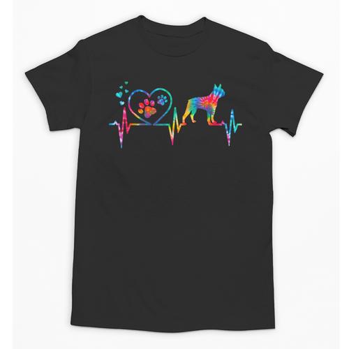 Boston Terrier Tie Dye Heartbeat Love Dog Men Women Unisex T-Shirt - Bostonterriersmerch.com