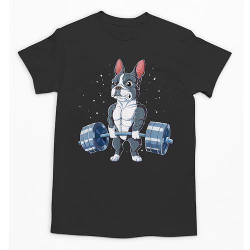 Boston Terrier Weightlifting Deadlift Men Fitness Gym Unisex T-Shirt - Bostonterriersmerch.com