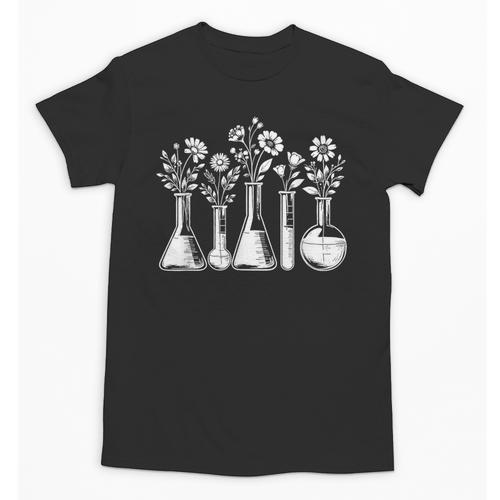 Botanical Beaker Science Teacher Floral Chemistry Lab Week Unisex T-Shirt - teacherstshirts.com AU