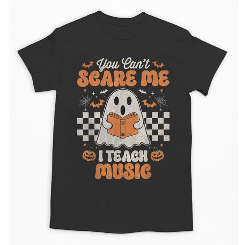 You Can't Scare Me I Teach Music Retro Teacher Halloween Unisex T-Shirt - teacherstshirts.com