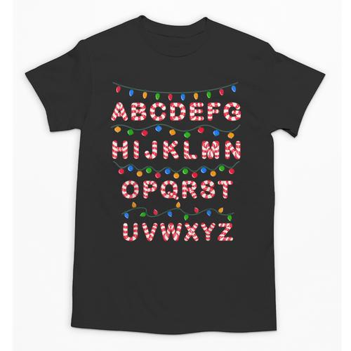 Christmas Alphabet Candy Cane Teachers Students Candy Cane For Men Women Kids Unisex T-Shirt - teacherstshirts.com AU