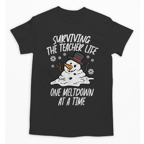 Christmas Surviving Teacher Life Meltdown Xmas Women Men Unisex T-Shirt - teacherstshirts.com CA