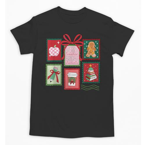 Christmas Teacher Stamps Unisex T-Shirt - teacherstshirts.com