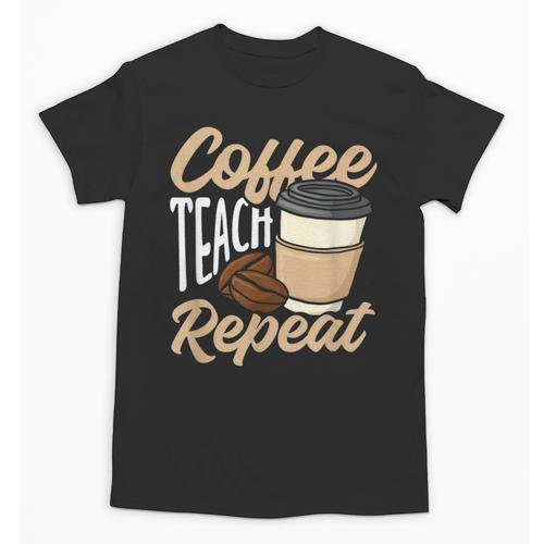 Coffee Teach Repeat Teacher Unisex T-Shirt - teacherstshirts.com UK