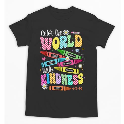Color The World With Kindness Teacher Back To School Unisex T-Shirt - teacherstshirts.com AU