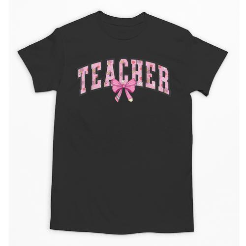 Coquette Bow Back To School First Day Teacher Unisex T-Shirt - teacherstshirts.com AU